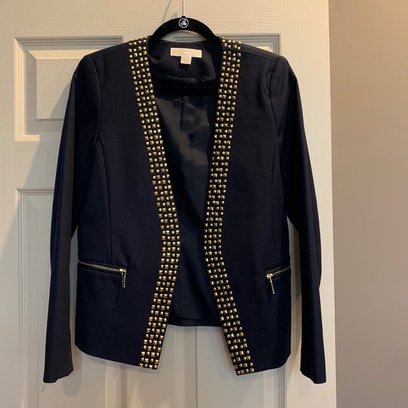 NWOT Michael Kors Navy Blue Studded Blazer sz 8 - Picture 1 of 6